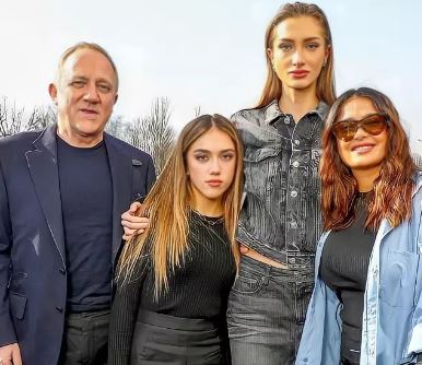 Dorothee Lepere ex-husband Francois-Henri Pinault with his current wife Salma Hayek and daughters